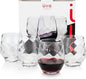 Üllo Aer Crystal Stemless Wine Glasses with Aerating Swirl Design for Enhanced Flavor, Clear, Set of 4