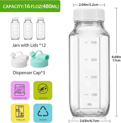 CUCUMI 12 Pack 16 Oz Glass Milk Bottles - Image 3