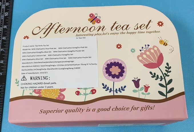 Tea Party Set for Little Girls, Unicorn Wings & Headband, Carrying Case - Image 2