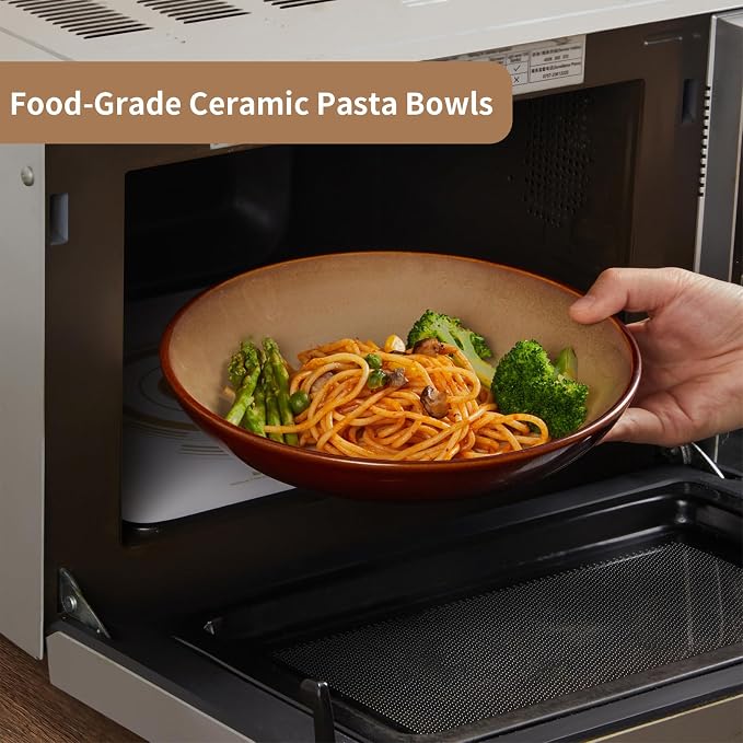 Ceramic 32 Oz Pasta Bowls, 8.75 Inch Reactive Glaze Pasta Bowl Set of 4 - Image 6