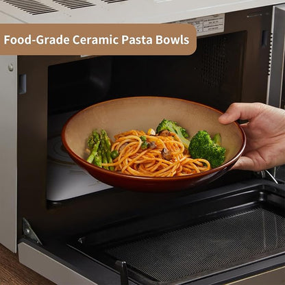 Ceramic 32 Oz Pasta Bowls, 8.75 Inch Reactive Glaze Pasta Bowl Set of 4 - Image 6