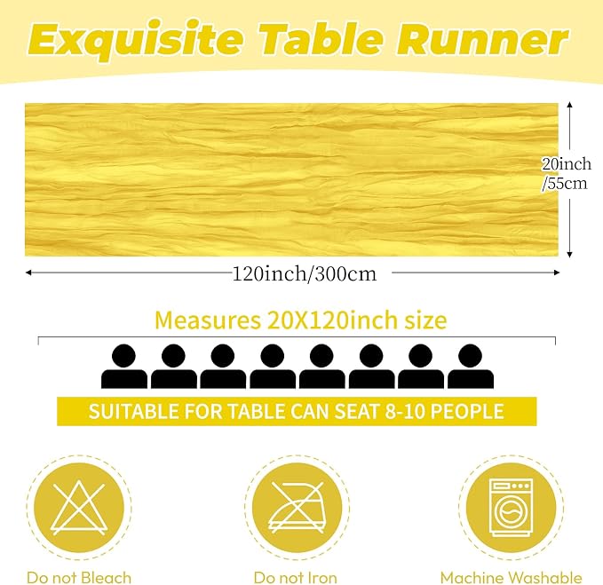 6 Pack Lemon Yellow Cheesecloth Table Runner 20 x 120 Inch Gauze Table Runner - Image 2