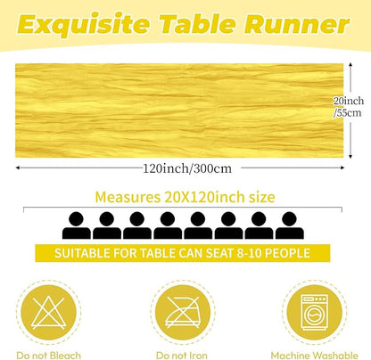 6 Pack Lemon Yellow Cheesecloth Table Runner 20 x 120 Inch Gauze Table Runner - Image 2