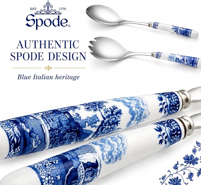 Spode Blue Italian Collection Salad Servers | 2 Piece Spoon and Fork Set | 10 - Image 9