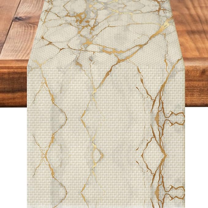 Marble Burlap Table Runner Seasonal Spring Fall Kitchen Dining Linen Table by Worltoldb