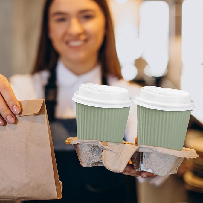 Whaline 100 Pcs Sage Green Disposable Coffee Cups - Image 5