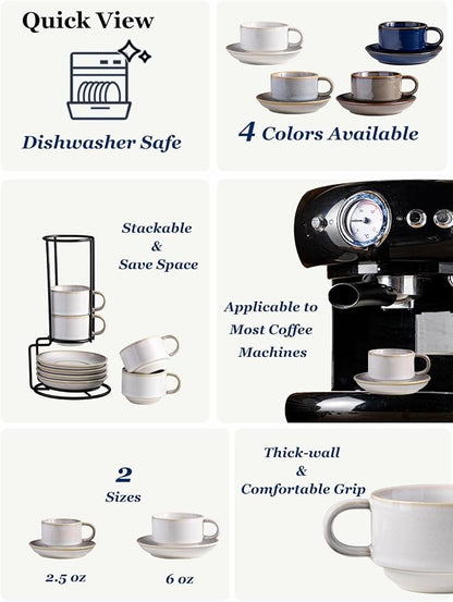 Gomakren 2.5 Ounce Espresso Cups Set of 4 - Image 2
