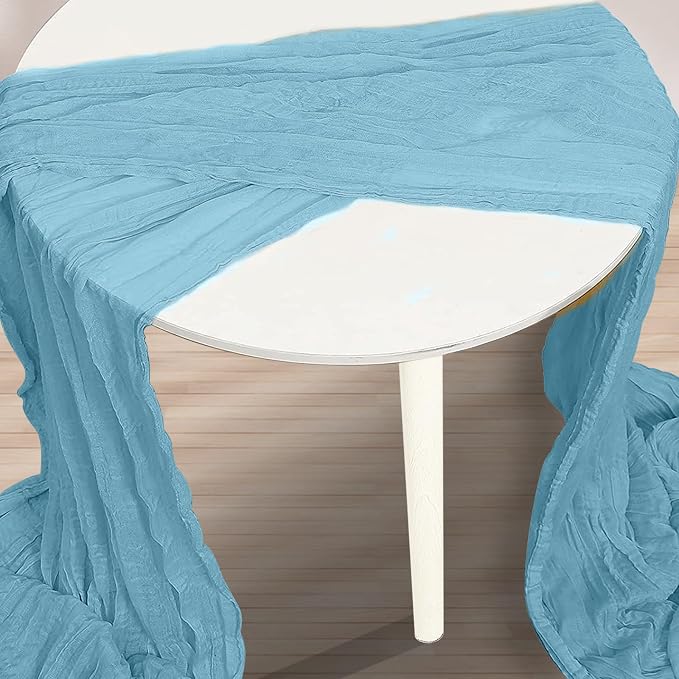 1 Pack Baby Blue Cheesecloth Table Runner 35x120 Inch 10Ft Rustic Gauze Cheese - Image 2