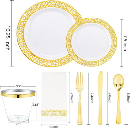 bUCLA 350PCS Gold Plastic Plates Disposable - Image 2
