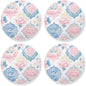 Seamless Asian Traditional Patterns Aesthetic Round Coaster 4 Pcs Corkboard by KLL