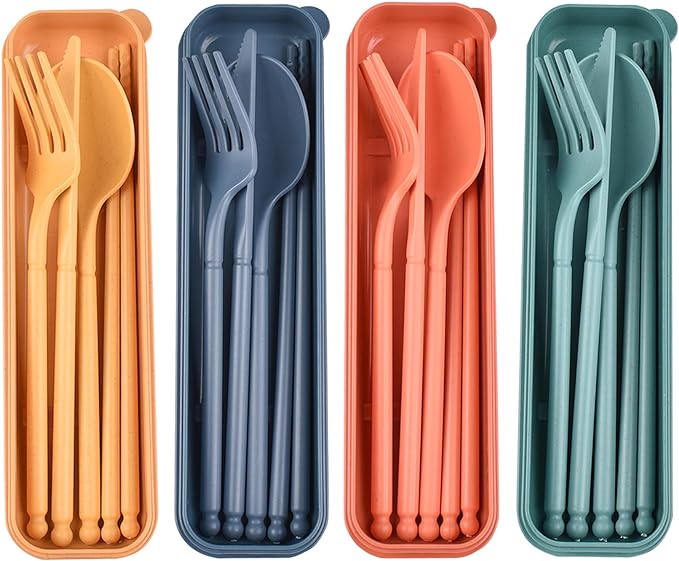 Camping Utensils Set, Reusable Utensils Set by CUNTAUK