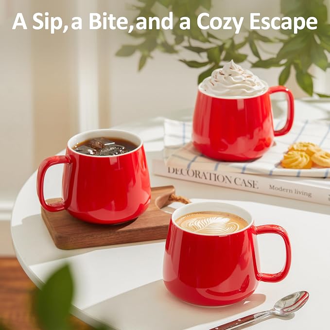 Teocera 16oz Ceramic Coffee Mugs Set of 4 – Stackable Latte Cups, Dishwasher & - Image 7