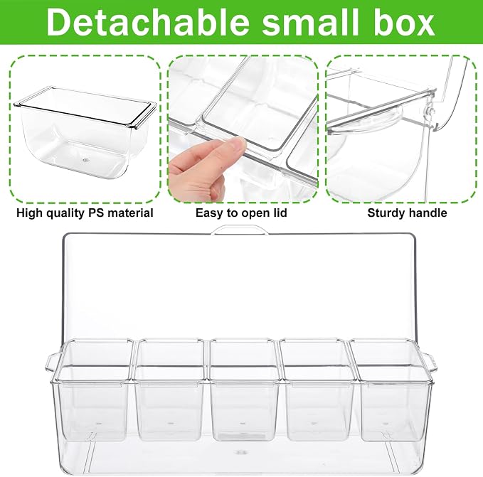 Ice Chilled Condiment Server Caddy, Toppings Bar Container - Image 5