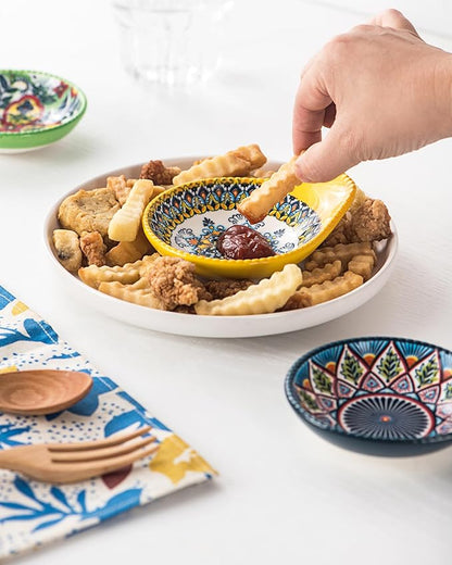 HENXFEN LEAD Dipping Bowls Set of 6, 3 oz Small Ceramic Sauce Dishes for Soy Sauce, Condiments, Appetizers & Snacks – Mini Serving Bowls for Sushi, BBQ & Parties