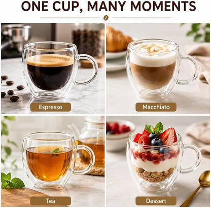 2.5oz Espresso Cups Set of 4, Small Expresso Shot Glass, Double Wall Insulated - Image 8