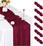 6 Pack Burgundy Cheesecloth Table Runner, 17 x 108 inch, Semi Sheer Boho Cheese by ACSUIT