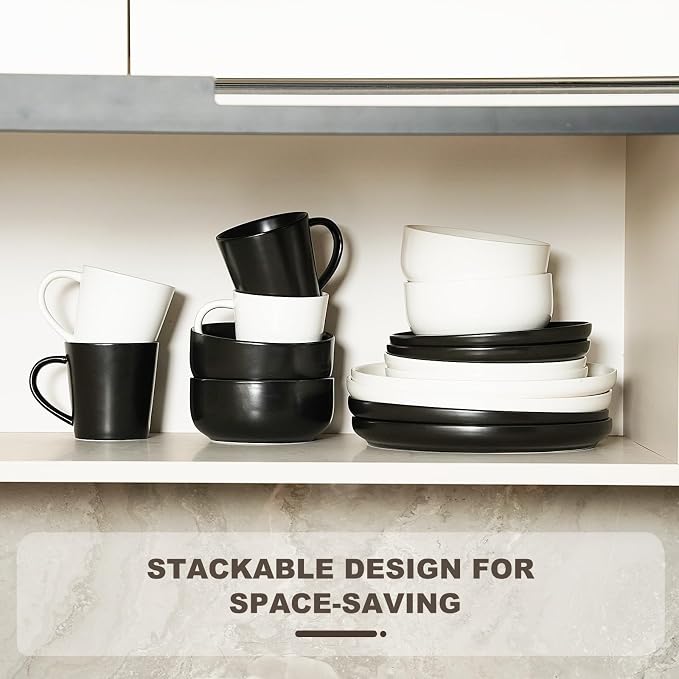 EWFEN Plates and Bowls Sets, 32 Pieces Ceramic Dinnerware Set - Image 8