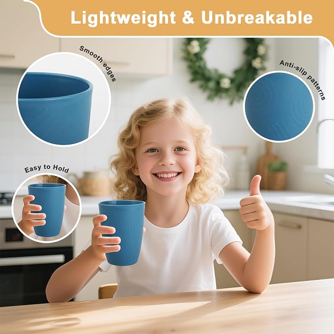 Wheat Straw Cups Set of 6, Plastic Drinking Glasses 12 OZ, Alternative to - Image 4