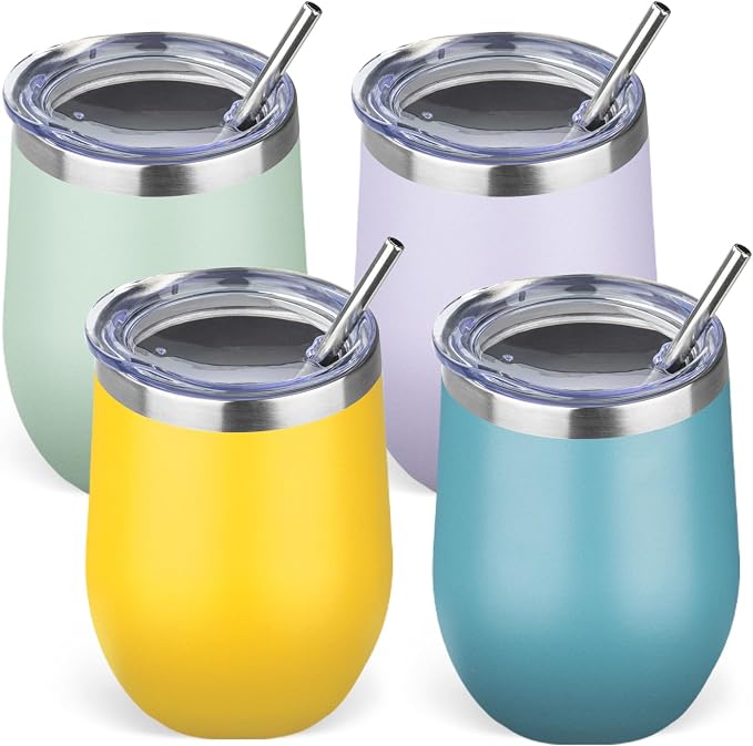 12oz/4 Pack Stainless Steel Wine Tumbler by GUDEMAO