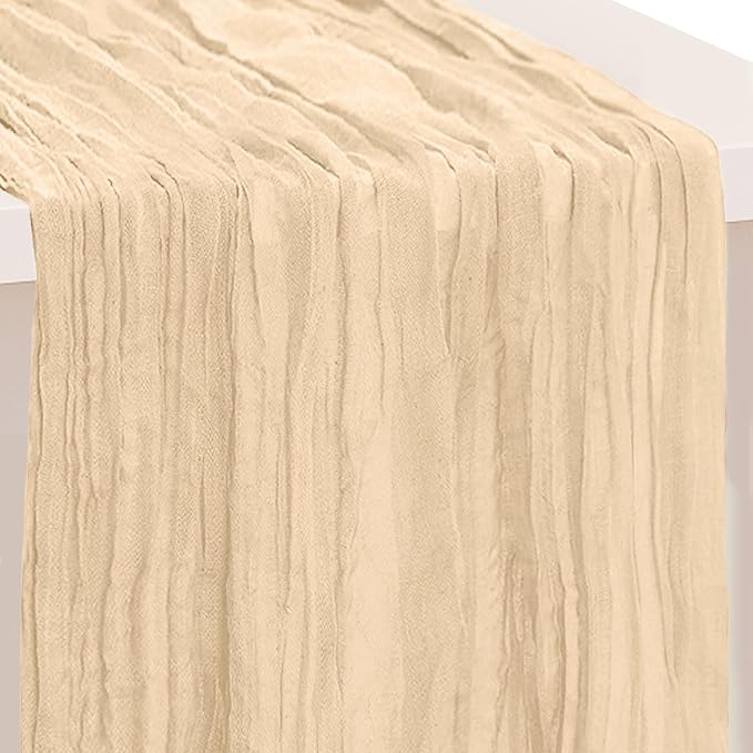 1 Pack Nude Cheesecloth Table Runner 35x120 Inch 10Ft Rustic Gauze Cheese Cloth by SuBleer