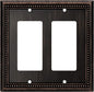 Henne Bery Sunken Pearls Heavy Duty Decorative Wall Plate Switch Plate Outlet Cover (Double Decorator, Aged Bronze)