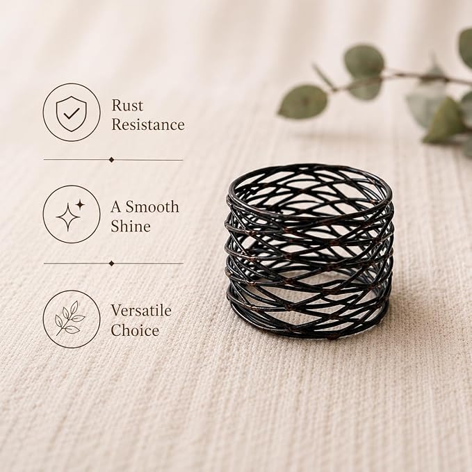 ALPHA Living HOME Napkin Rings Set 12 of Premium 100% Metal, Rust-Resistant - Image 6