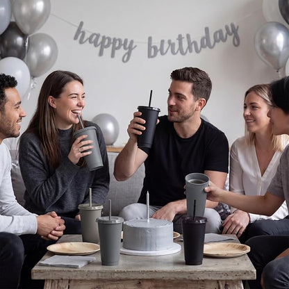 Skylety 12 Pcs Grey Plastic Cups - Image 5