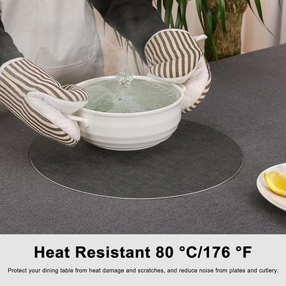 Myir JUN Reversible Vinyl Round Placemats Set of 6, Faux Leather Place Mats Dual Sided Waterproof Oilproof Wipeable, Heat-Resistant Table Mats for Kitchen Dining Indoor Outdoor (14", Light Gray Gray)