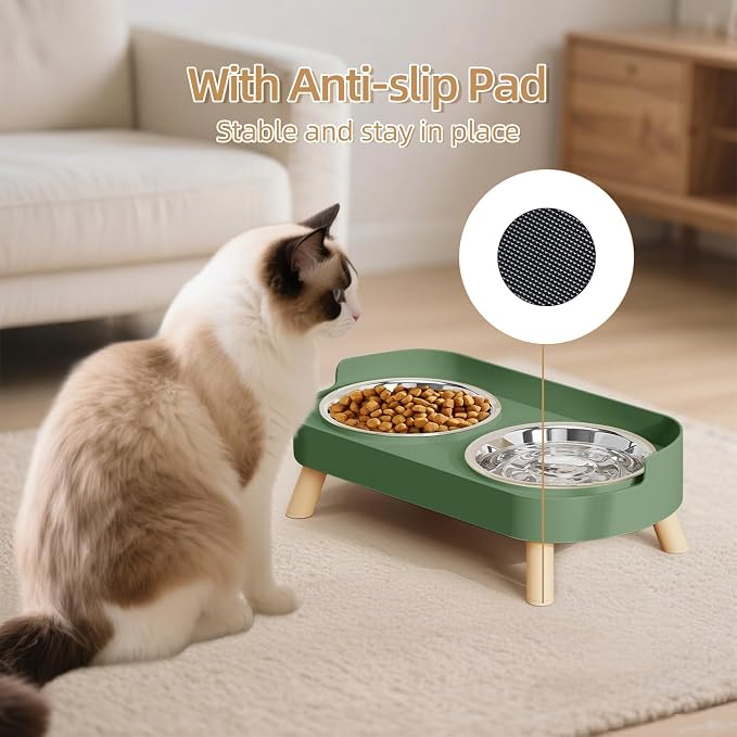Elevated Cat Bowl, Raised Cat Food and Water Bowl Set - Image 5