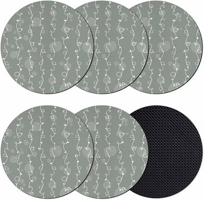 Sage Green Coasters Set of 6, Vintage Minimalist Lines Abstract Art Soft by PIEPLE