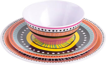 Gibson Home Almira Melamine Dinnerware, Assorted, Service for Four (12pcs)