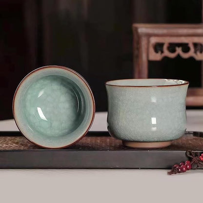 KAMMAK Japanese Tea Cups, 3.2 Oz Small Handmade Ceramic Teacups, Loose Leaf and - Image 5