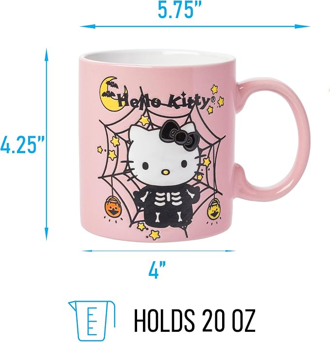 Silver Buffalo Sanrio Hello Kitty Web, Wax Resist Ceramic Pottery Mug, 20oz | - Image 2