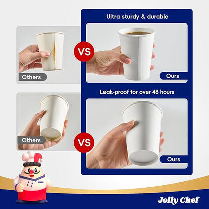 JOLLY CHEF 1000 Pack Disposable Paper Coffee Cups 12 oz | Hot Beverage Paper - Image 2