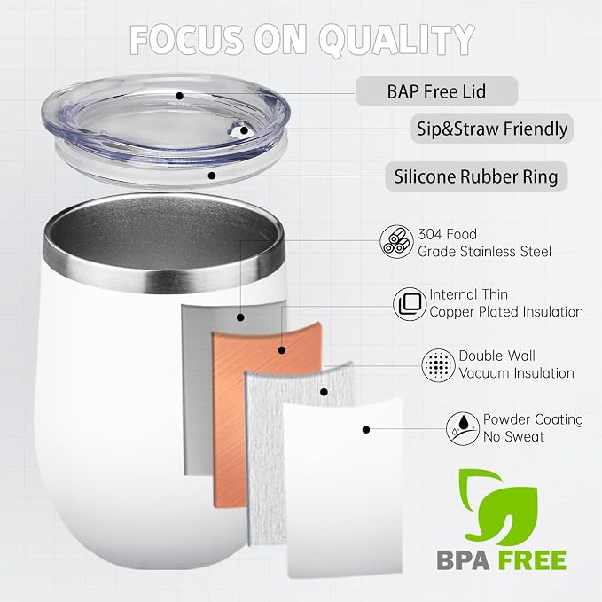 12oz/6 Pack Stainless Steel Wine Tumbler - Image 3