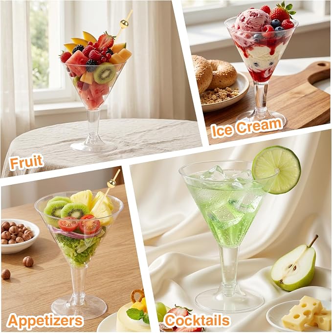 50 Pack Plastic Martini Glasses, 7 oz Disposable Clear Cocktail Cups - Image 5