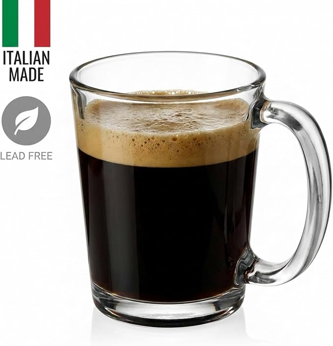 Godinger Coffee Mugs, Italian Made Glass Coffee Mug, Hot Beverage Tea Cups - Image 2