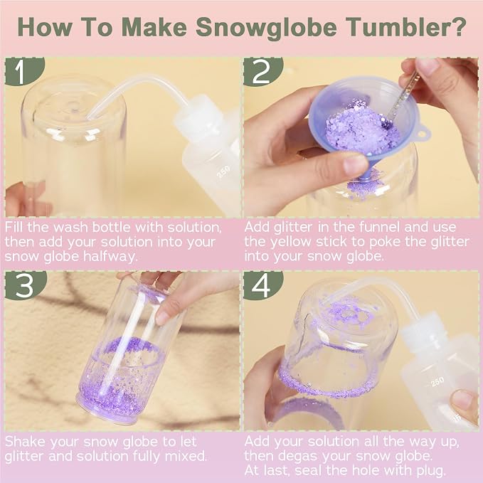 15 Pack Acrylic Snow Globe Tumbler, 16 Oz Pre Drilled Double Wall Snow Globe - Image 4