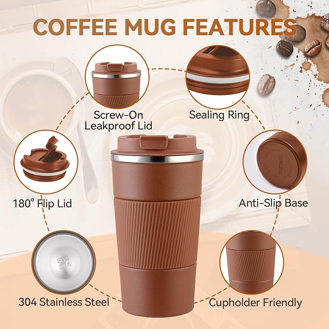 12OZ Travel Coffee Mug Insulated Coffee Cup - Image 5