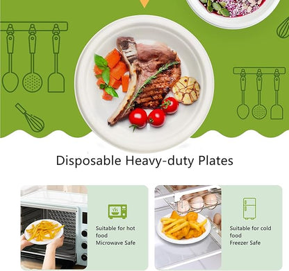 6 Inch Small Paper Plates, 300 Pack Disposable Compostable Dessert Plates Made from Sugarcane Fibers, Eco-Friendly, White