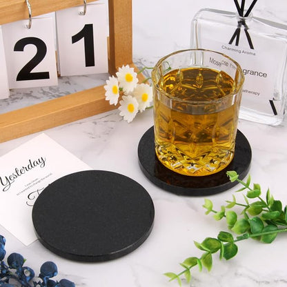 Natural Marble Coasters Set of 4, 4 inch Round Stone Coasters - Image 6