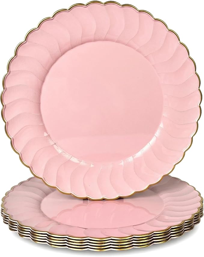 13 Inch Pink Scalloped Charger Plates by Umisriro