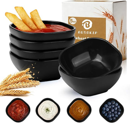 Wheat Straw Small Bowls 5 OZ, Unbreakable Soy Sauce Dish, Microwave Safe by BUSOKIP