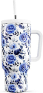 Meoky 40 oz Tumbler with Handle and Straw: Stainless Steel Insulated Tumbler by MEOKY