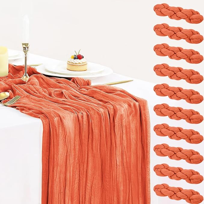 10 Packs Orange Table Runner Cheesecloth 35x120 Inches Burnt Orange Cheese by BlueTopCoLtd