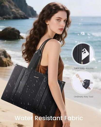 LOVEVOOK laptop bag for women 15.6 inch large Lightweight canvas work tote bags - Image 4