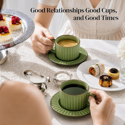 DOWAN Cappuccino Cup Set of 4, 8 OZ Ceramic Coffee Cups - Image 7