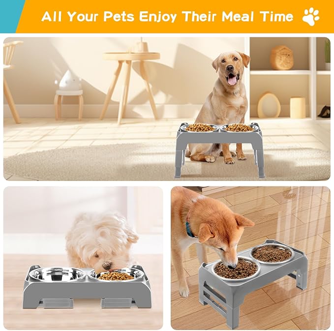 COMESOON Elevated Dog Bowls for Small Medium Dogs, 3 Height Adjustable Raised - Image 8