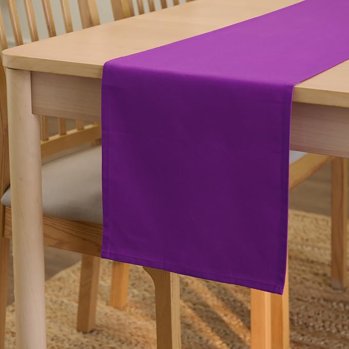 Encasa XO Table Runner, Cotton Canvas Dining Runner 13"x48" | Purple, 180 GSM by EncasaXO