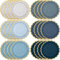48 Pcs Dusty Blue Paper Plates 9 Inch Gradient Scalloped Paper Blue Plates Disposable Dinner Dessert for Birthday Wedding Bridal Party Supplies, 6 Colors